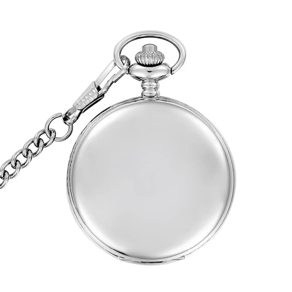 Montre De poche à Quartz pour hommes, classique, argent poli, pendentif à chaîne lisse, cadeau