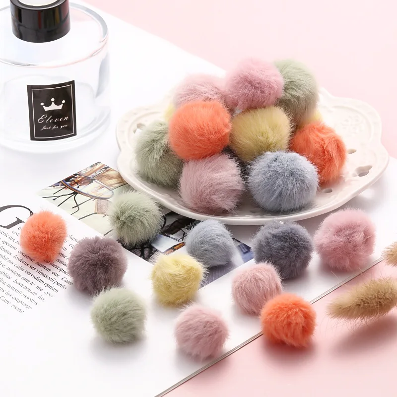 10Pcs 2.5cm Imitation Mink Pompoms Fur Balls for Sewing on Knitted Keychain Scarf Shoes Hats Fur DIY Crafts Hair Accessories