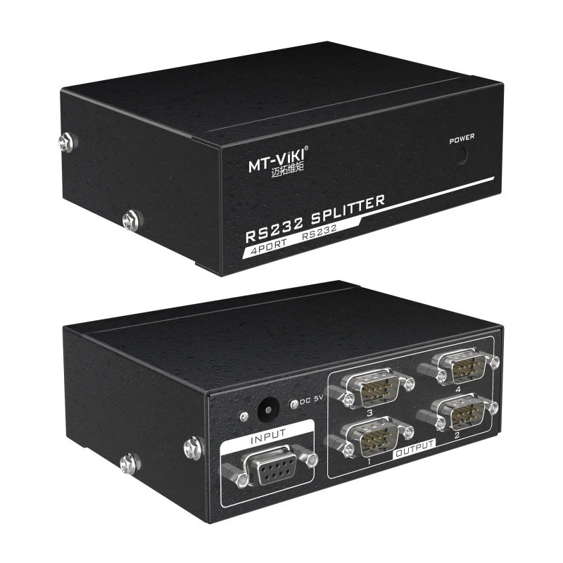 MT-VIKI RS232 Splitter 4 Ports DB9 Serial Splitter 1 in 4 out Support Bidirectional Transmission Serial adapter MT-RS104