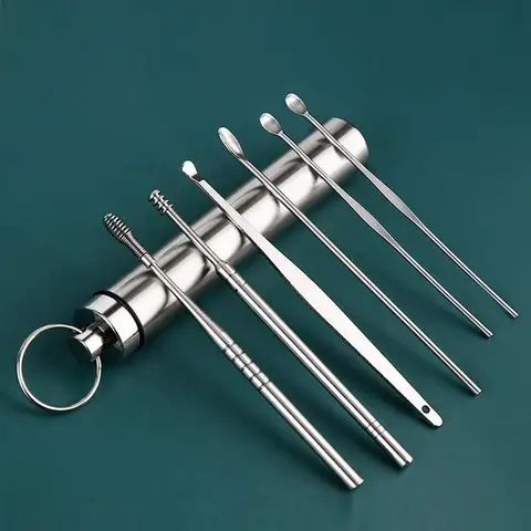 스틸 이어픽 왁스 리무버 큐렛 이어 픽 클리너, 귀 클리너 스푼 케어 귀 청소 도구 귀 클리너 스푼, 1 세트