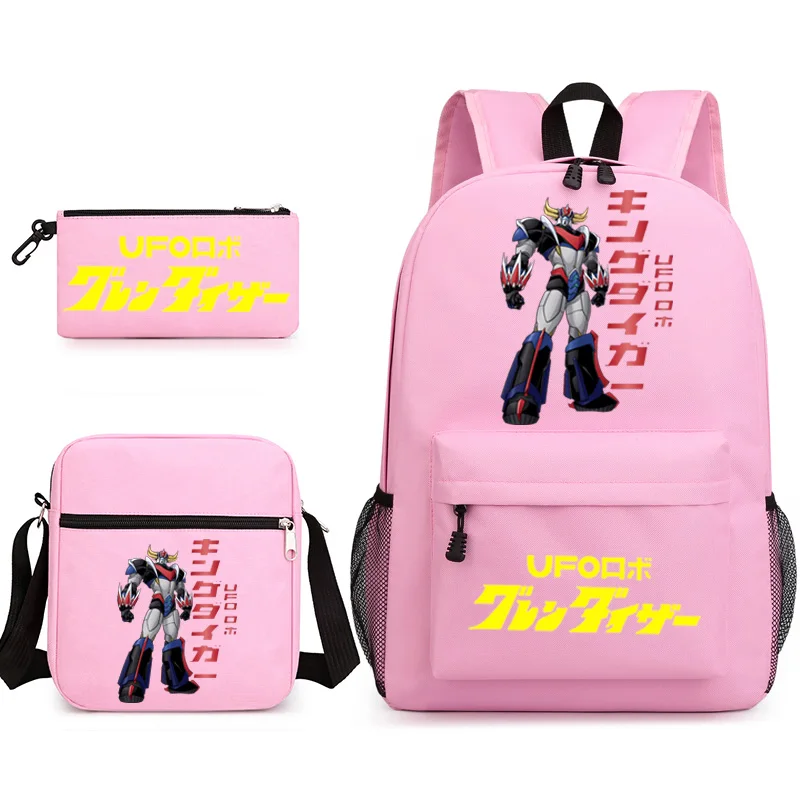 

goldorak 3 pieces/set of printed backpack canvas school suitable for girls fashion ladies backpack canvas shoulder bag