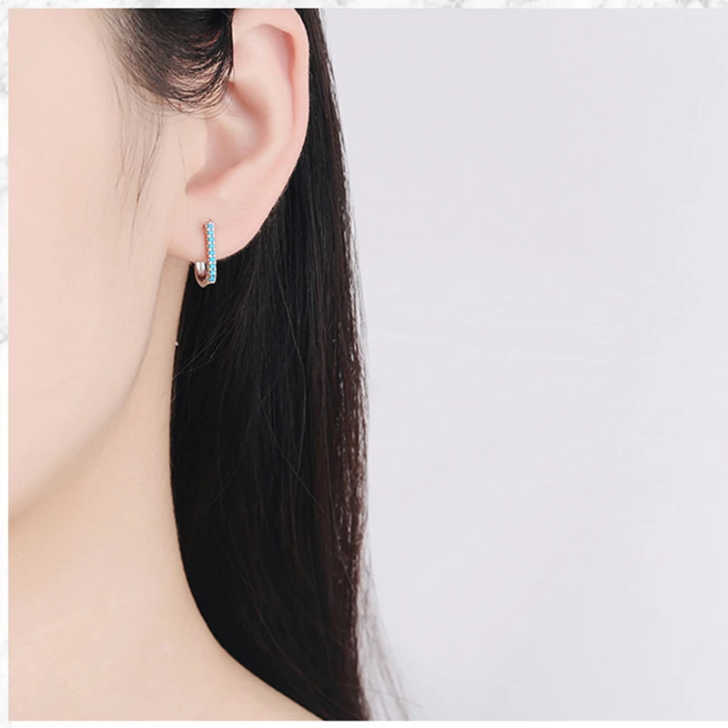 Fanqieliu Stamp 925 Silver Needle Stone Zircon Hoop Earrings For Women New Jewelry Girl Gift Trendy FQL21029