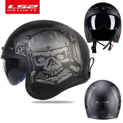 LS2 Spitfire Vintage helmet Open face fashion design retro jet half helmet LS2 OF599 casque moto with bubble visor buckles
