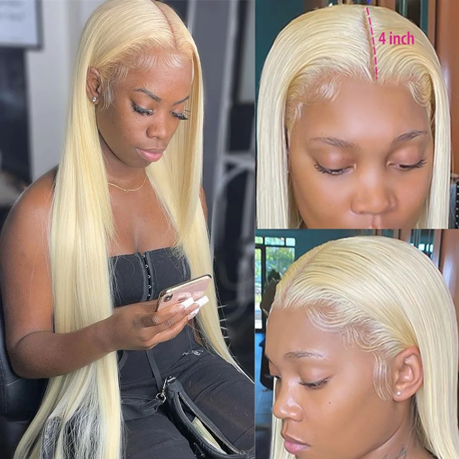 Hoho 26 28 Inch 613 Blonde Lace Front Wig 13x4 Bone Straight Transparent Lace Frontal Wig 150% Remy Brazilian Human Hair Wig