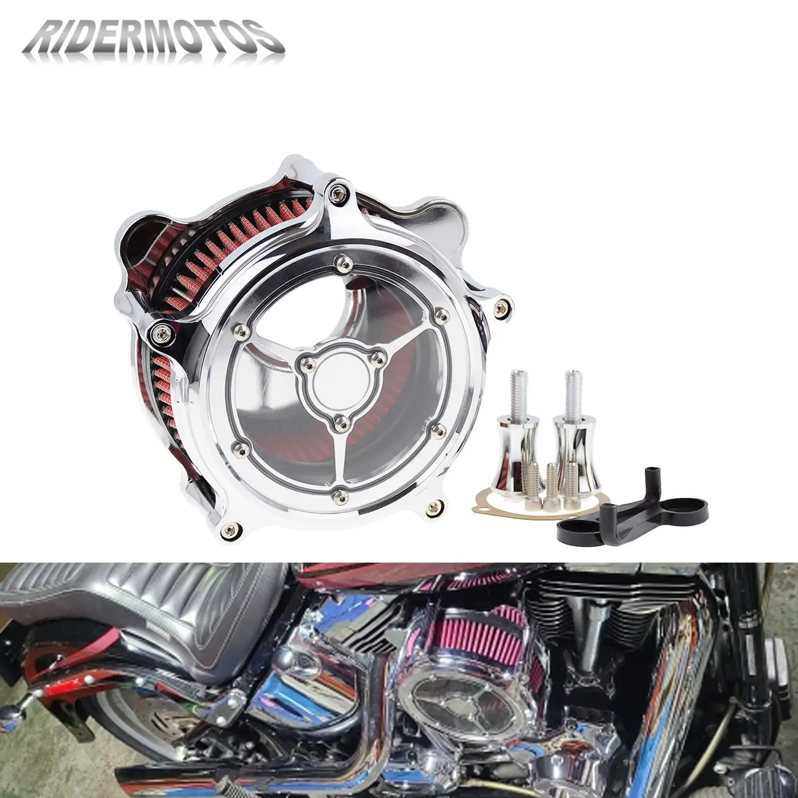 

Motorcycle Turbine Air Filter Clarity Intake Cleaner For Harley Sportster XL883 1200 Dyna Switchback 93-16 Softail Touring FLHX