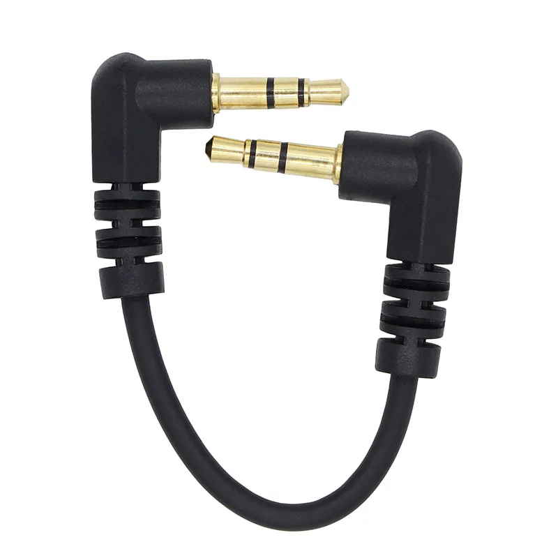 10cm 3.5mm AUX Short Cable Male to Stero Audio Cable 90 Degree Two Right Angled 3/4 Pole Gold  for Car MP3/MP4 Audio Cable