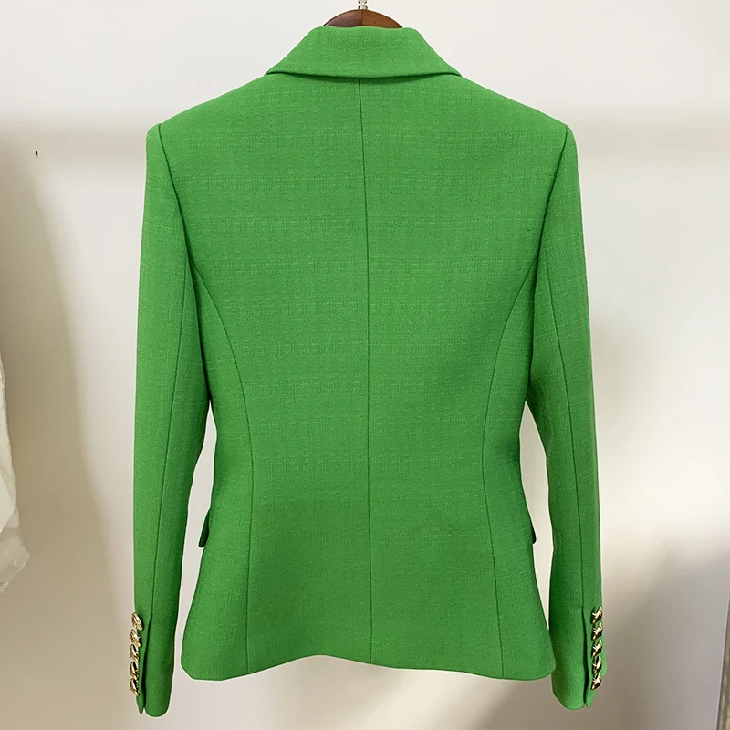 HIGH STREET 2024 New Fashion Designer Blazer Women\'s Classic Lion Buttons Slim Fitting Textured Blazer