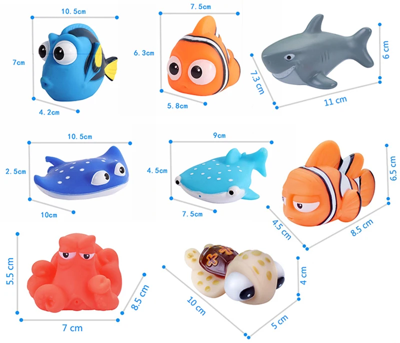 Baby Bath Toys Cartoon Nemo Dory Float Spray Water Squeeze Toys Soft Rubber Bathroom Play Fish Kid Bath Clownfish Toy