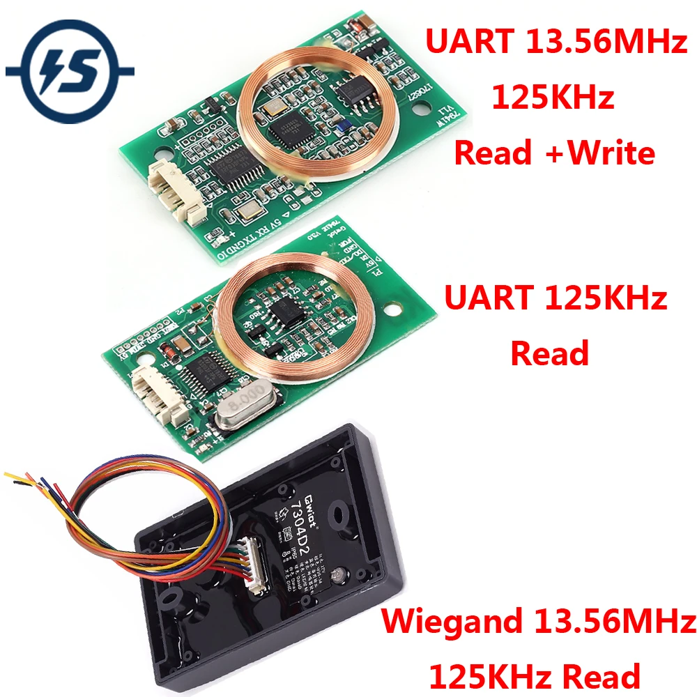 DC 5V 12V RFID Reader Wireless Module UART 3Pin 125KHz 13.56MHz Card Reading EM4100 for IC Card PCB Attenna Sensor For Arduino