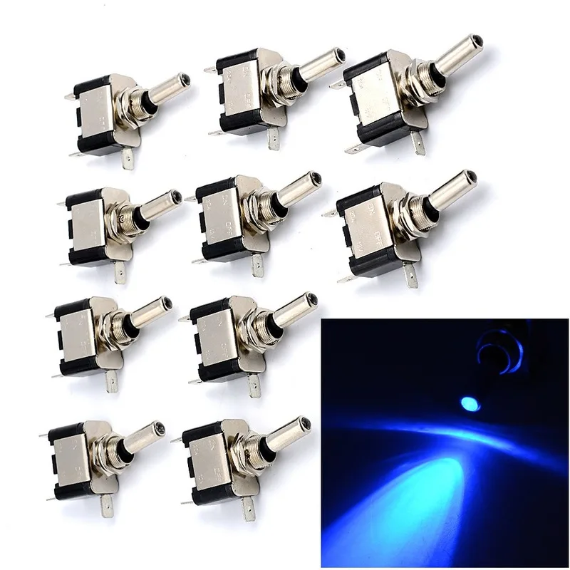 

10Pcs/lot Miniature Toggle Switch 12V 20A Auto Car Truck Illuminated Led Toggle Switch Control On/Off Durable Light