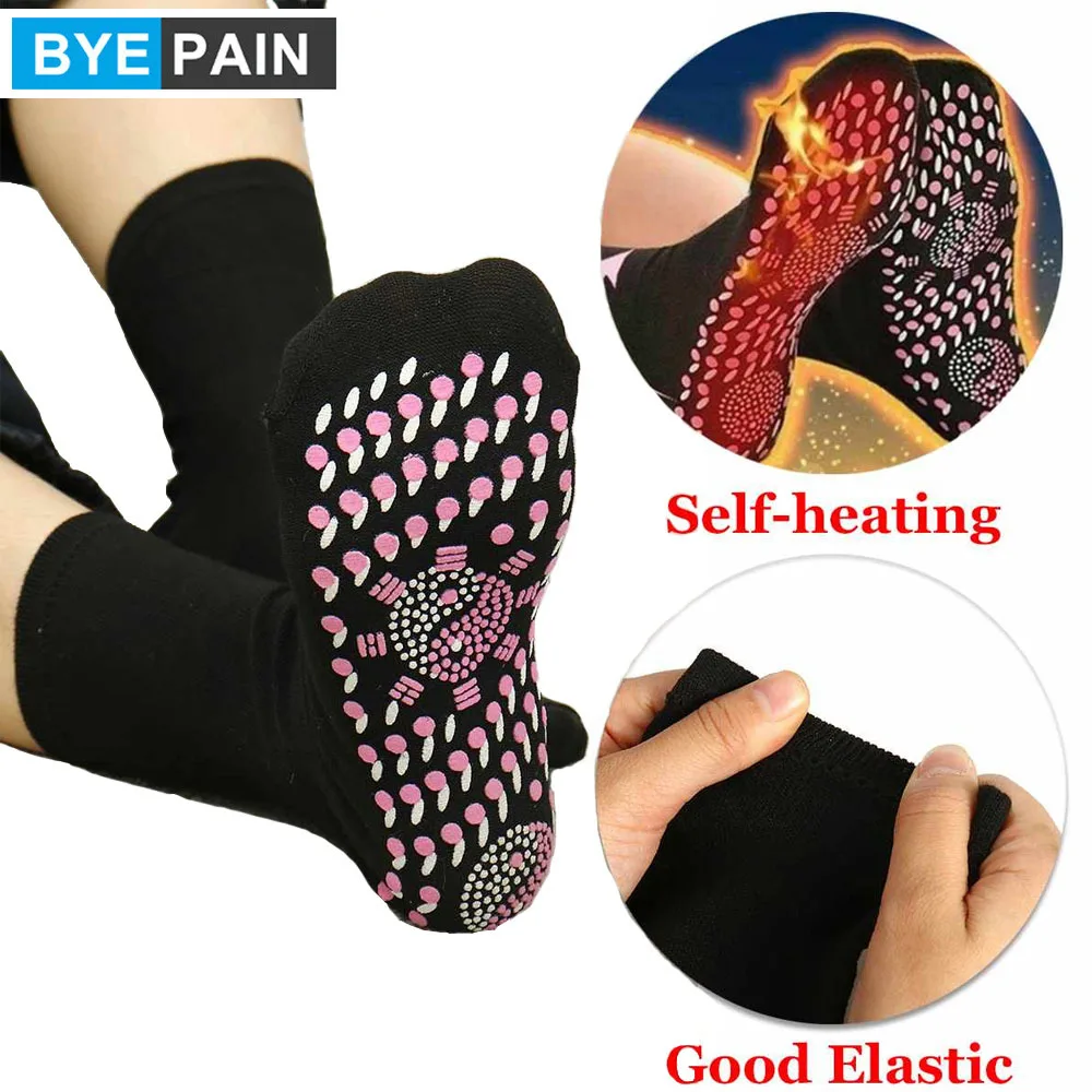 1Pair Tourmaline Magnetic Socks Self-Heating Health Care Socks Comfortable Breathable Massager Socks Foot Care Women Men