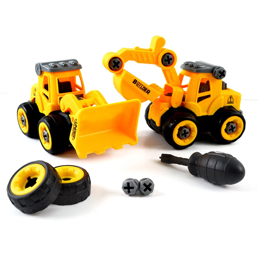 DIY Engineering Cars Mini Diecast Plastic  Construction Vehicle Excavator Model Toys for ChildrenBoys Gift