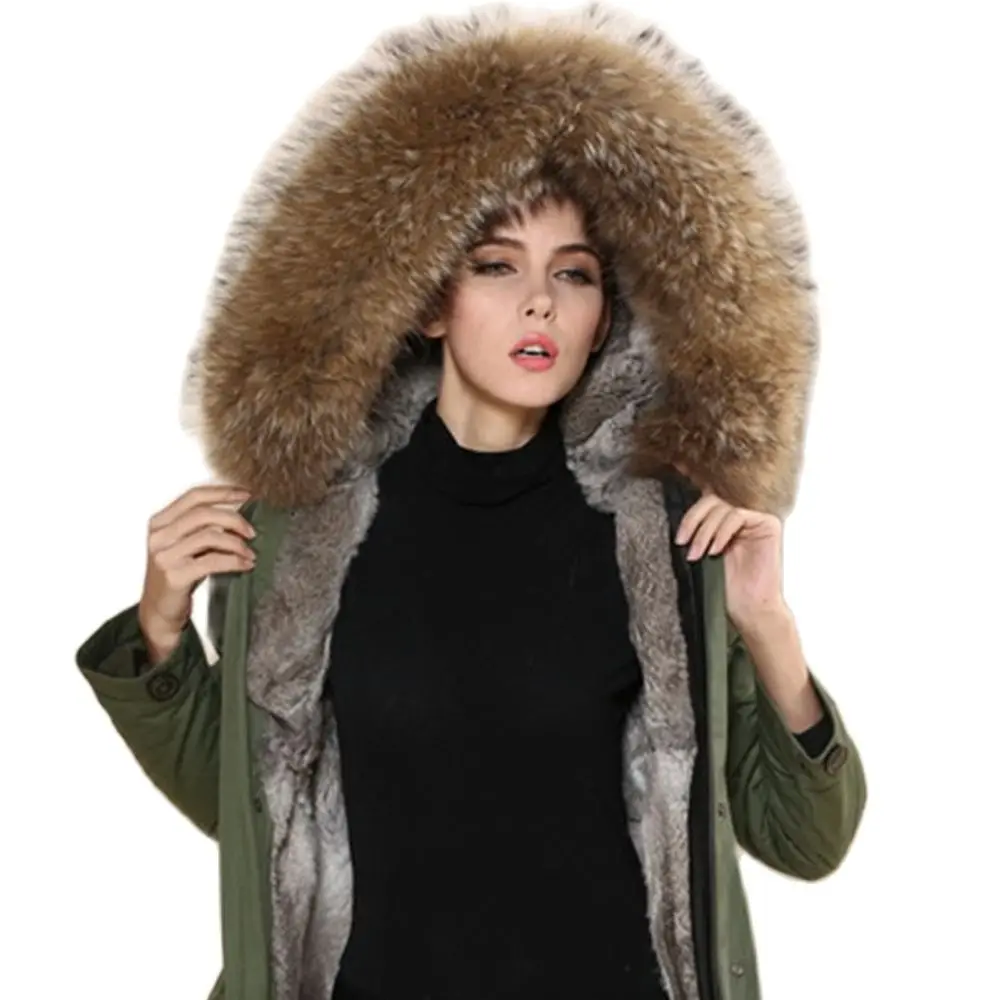 Pardessus en fourrure de lapin Rex pour femme, parka décontractée, doublure unie, manteau femme, grande taille, moderne