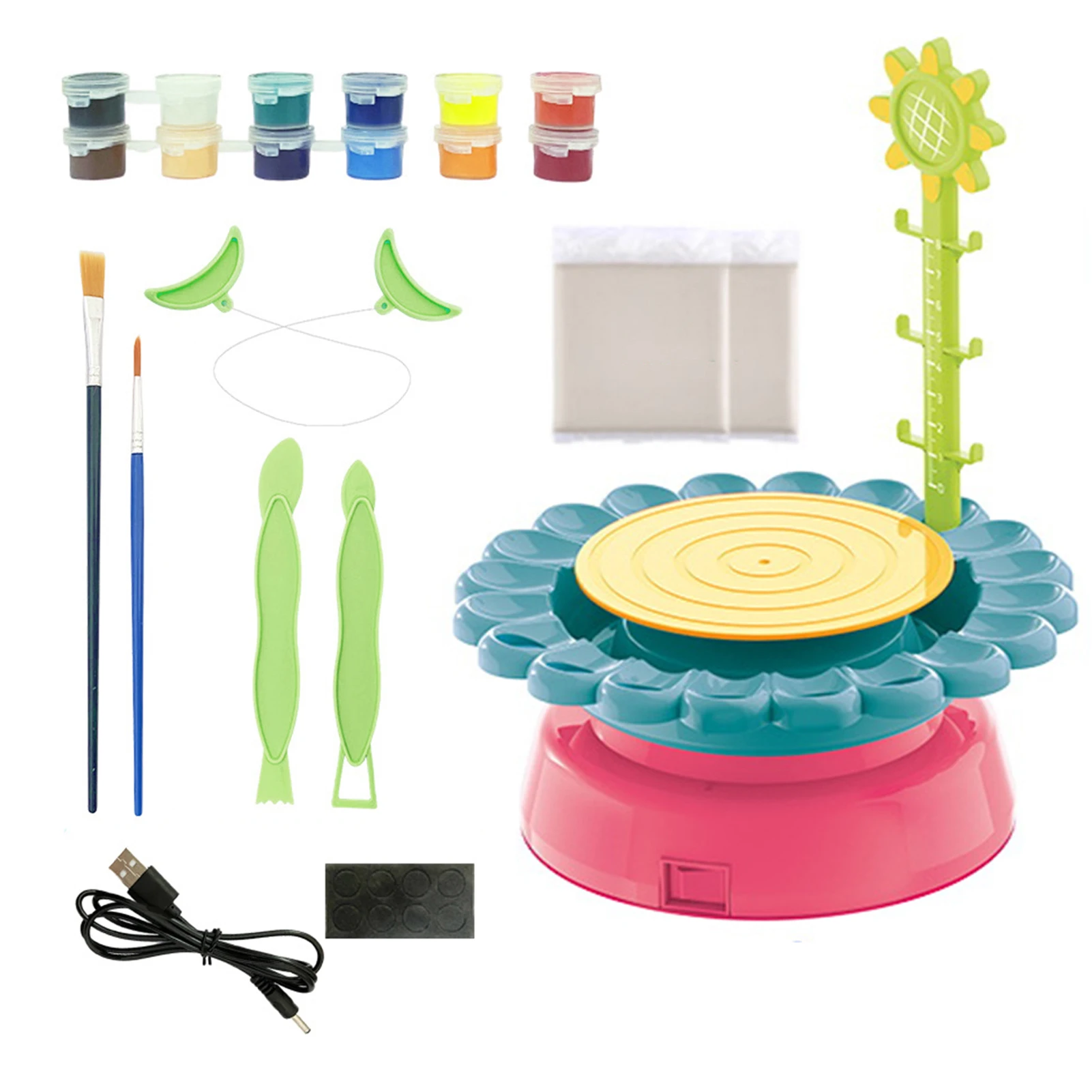 Electric Pottery Wheel Art Craft Kit Arts And Crafts Kids Toys Pottery Forming Machine Craft Paint Palette Set Educational Toy