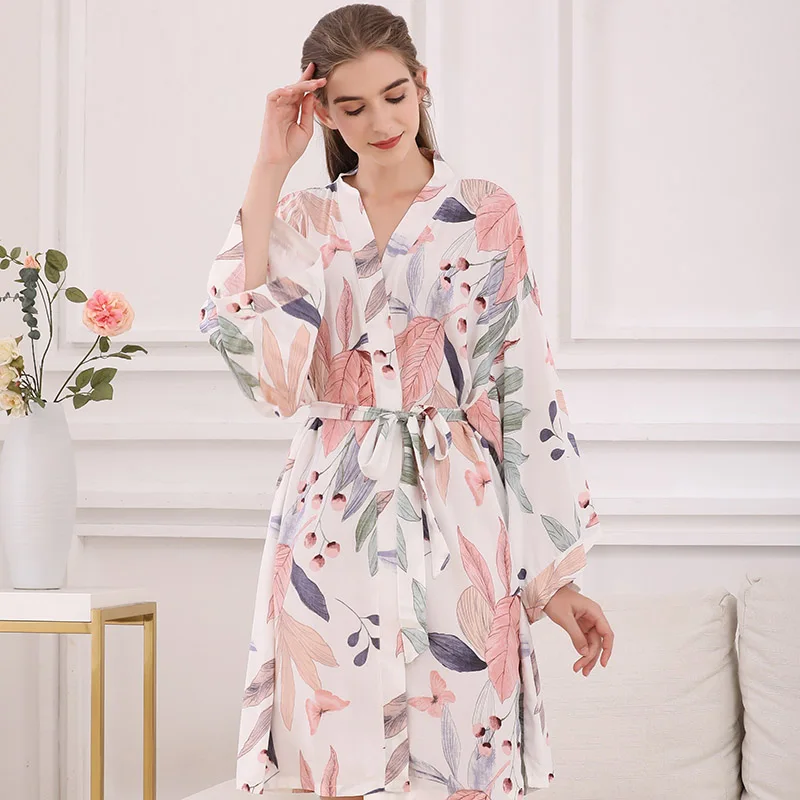 Robe de nuit en popeline pour femme, style Kinomo, zone douce, confortable, mince, printemps et été, nouveau, 2023