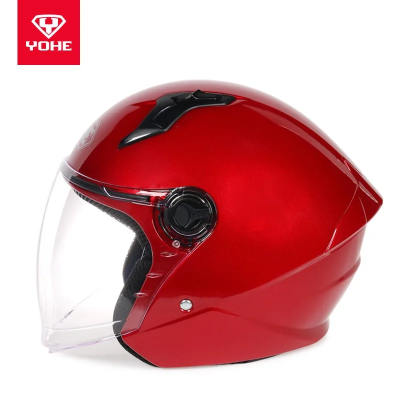 2023 New Fashion YOHE Half Face Motorcycle Helmets Electric Bicycle Motorbike Helmet Made of ABS PC Visor with Transparent Lens