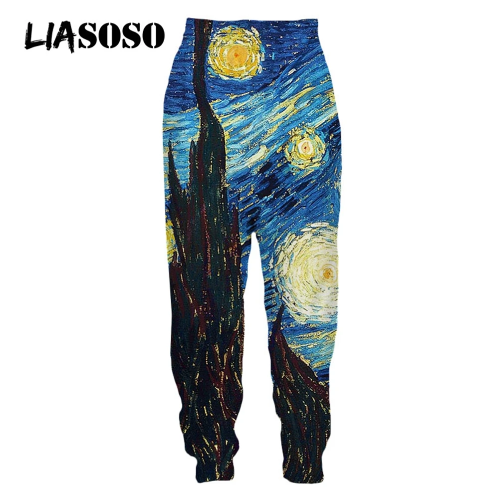 

LIASOSO 3D Painting Van Gogh Draw Art Sweatpants Casual Women Men's Oversized Trousers Harajuku Hip Hop Jogging Running Clothing