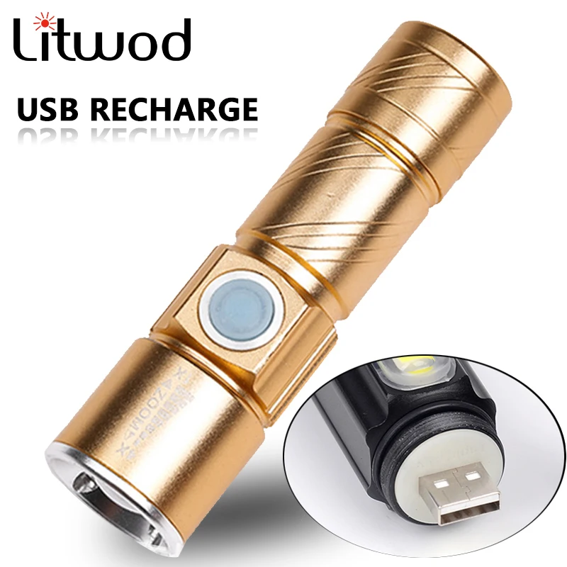 

Ultra Bright Portable Powerful Mini LED Flashlight USB Rechargeable Torch Flash Light Bike Pocket Zoomable Lamp Built in Battery