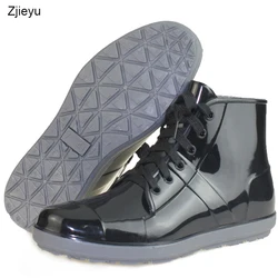 Black pvc rain boots men waterproof boots fashion galoshes low water shoes  bot fishing boots