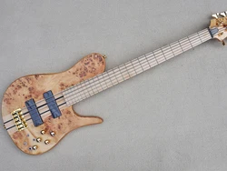 5 Strings Neck-thru-body Electric Bass with Burl Maple Veneer,Active Circuit,Maple Fretboard