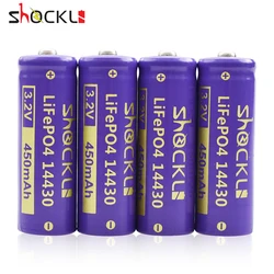 Shockli 3.2V LiFePo4 14430 (14 x 43mm) 450mAh Rechargeable Battery Sloar batteries(with carry case) for Solar Panel Light
