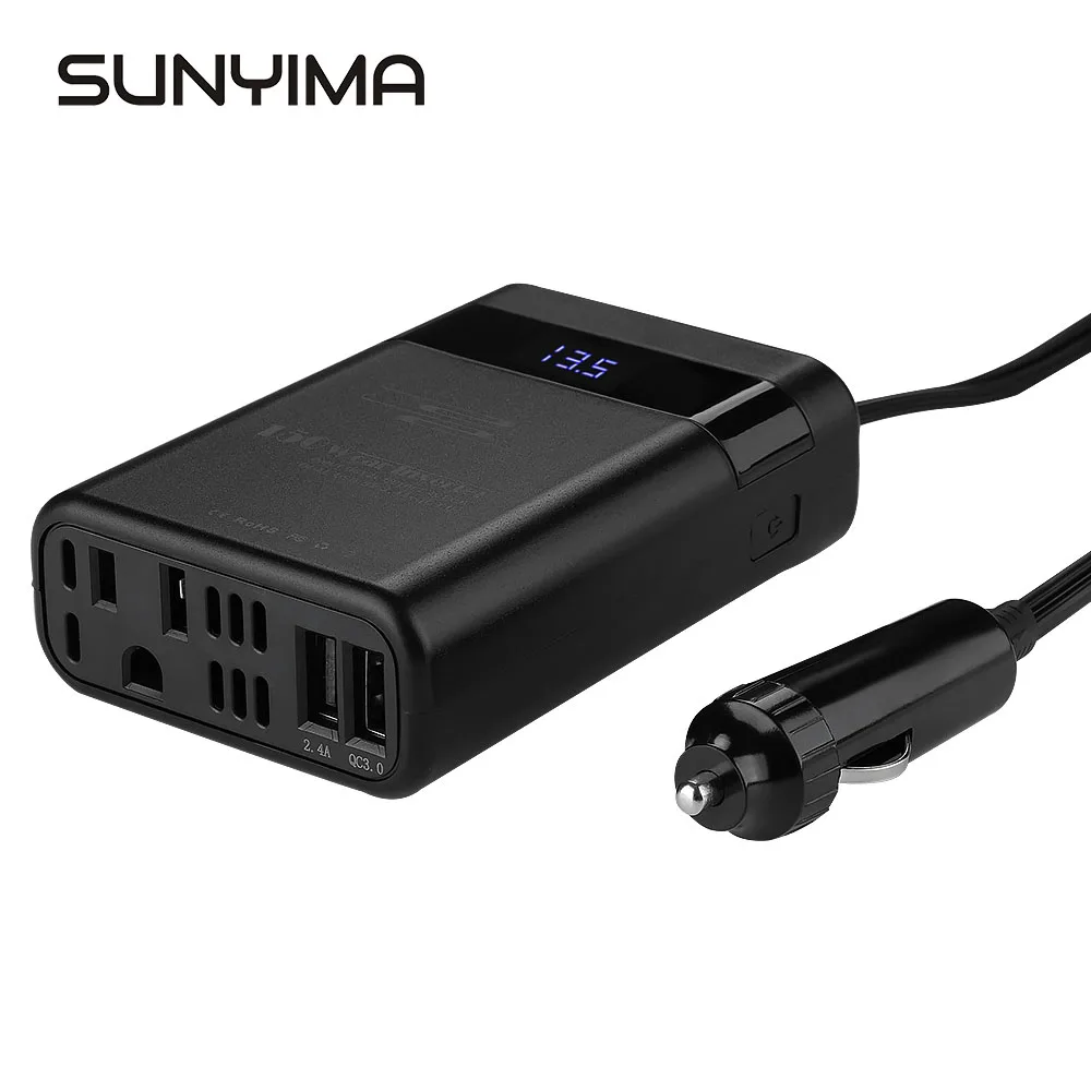 

SUNYIMA 150W Car Power Inverter 12V 110V Power Inversor Converter With 2 USB Ports Charger, Car Adapter US Plug