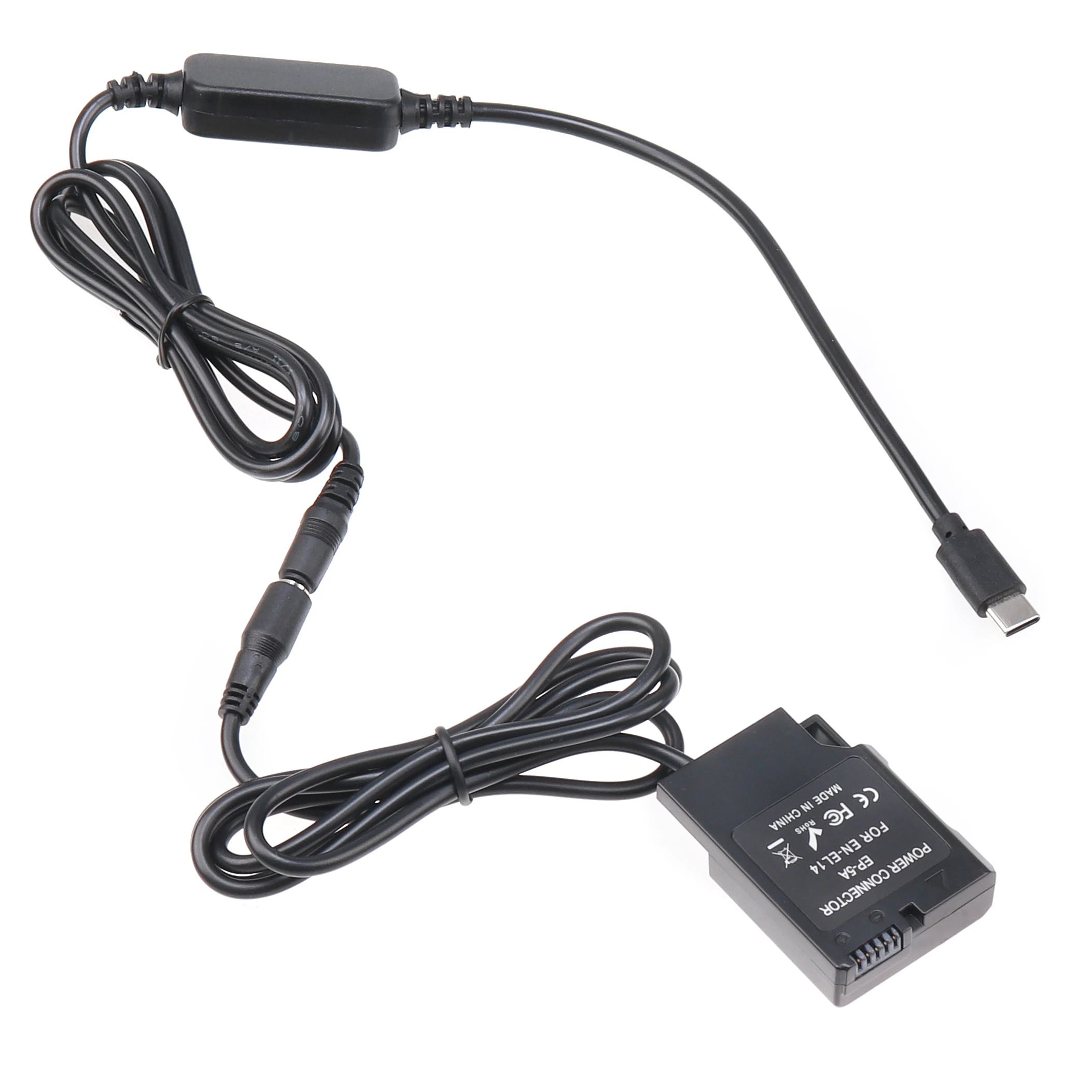 FOTGA-Adaptador de batería ficticia EN-EL14 + Cable tipo C para Nikon, D3100, D3200, D3400, D3500, D5100, D5200, D5300, D5400, D5500, D5600, P7000