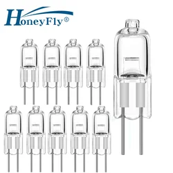 HoneyFly 10pcs G4 Halogen Lamp 6V 5W 10W 20W 25W 30W Quartz Glass Bulb Lighting Beads Clear Crystal Warm White Indoor Commercial