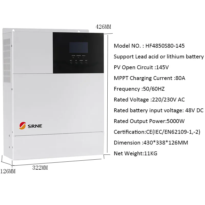 Układ słoneczny W komplecie z baterią 5000W 5KW 220V 110V AC Panel słoneczny 500W 24V hybrydowy falownik akumulator kwasowo-ołowiowy System