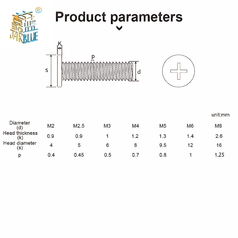 5-100pcs M1.4 M1.6M2 M2.5 M3 M4 M5 M6 M8 CM Laptop Screw Stainless Steel Thin Head Machine Screw Cross Phillips Wafer Head Screw