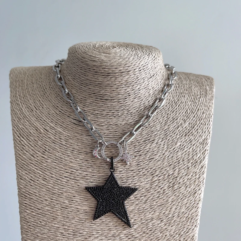 5pcs/lot Newest Profession Design Hot Sale Dainty Adorable Jewelry Star Moon Chain Necklace