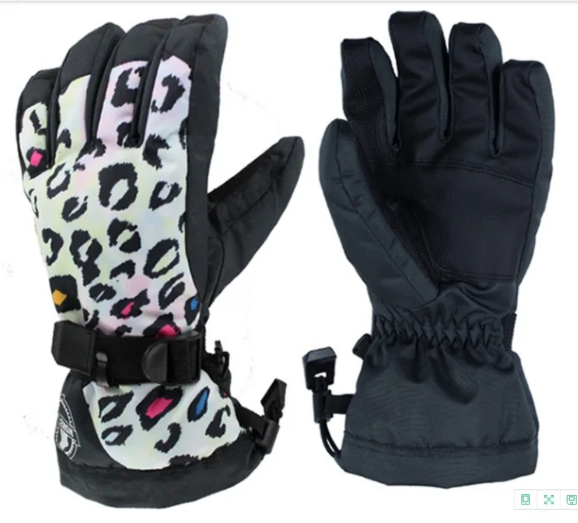 

Womens leopard ski gloves female waterproof skateboarding gloves touch screen design autumn winter outdoor sports gloves