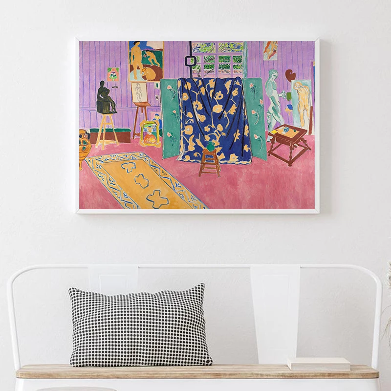 The Pink Red Studio by Henri Matisse Poster Gallery Wall Art Pictures Vintage Abstract Art Canvas Painting for Living Room Decor