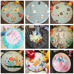 Kid Bedroom Baby Play Mat Portable Toy Storage Bag Children Cartoon Round living Room Rug Carpet Outdoor Picnic Blanket
