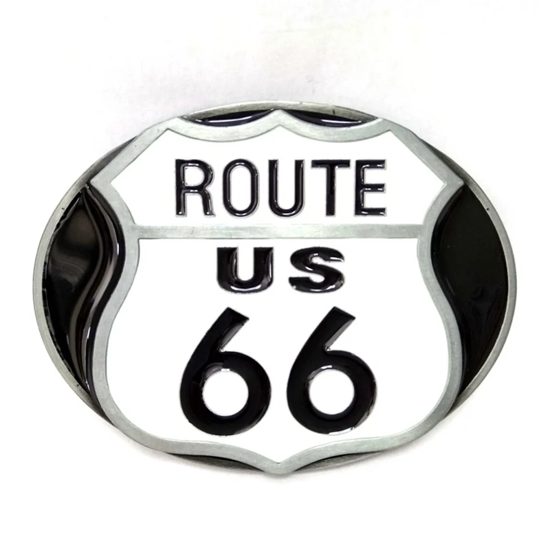 Will Rogers Highway Route US 66 White Black Big Metal Belt Buckle for Mens Waist Belts Casual Western Cowboy DIY Accessories