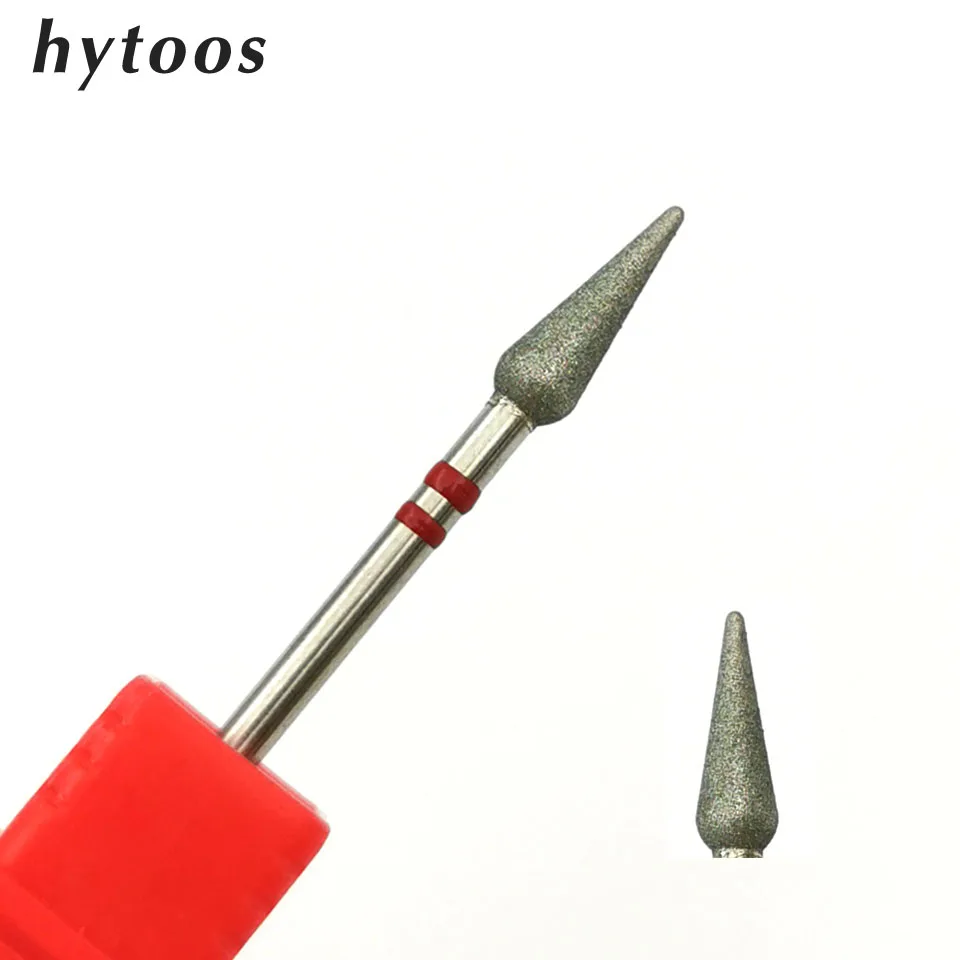 HYTOOS Cone Nail Drill Bits Fine Diamond Cuticle Clean Burr Russian Mills Electric Manicure Drills Nails Accessories Tool