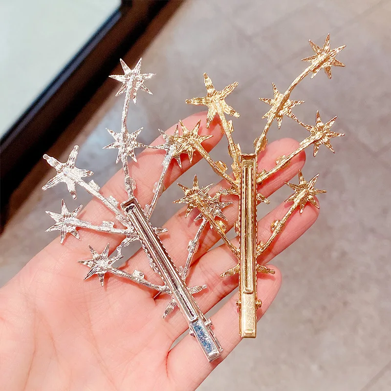 New Women Luxury Elegant Shining Full Stars Silver Gold Hair Clips Sweet Hair Ornament Headband Hairpin Fashion Hair Accessories