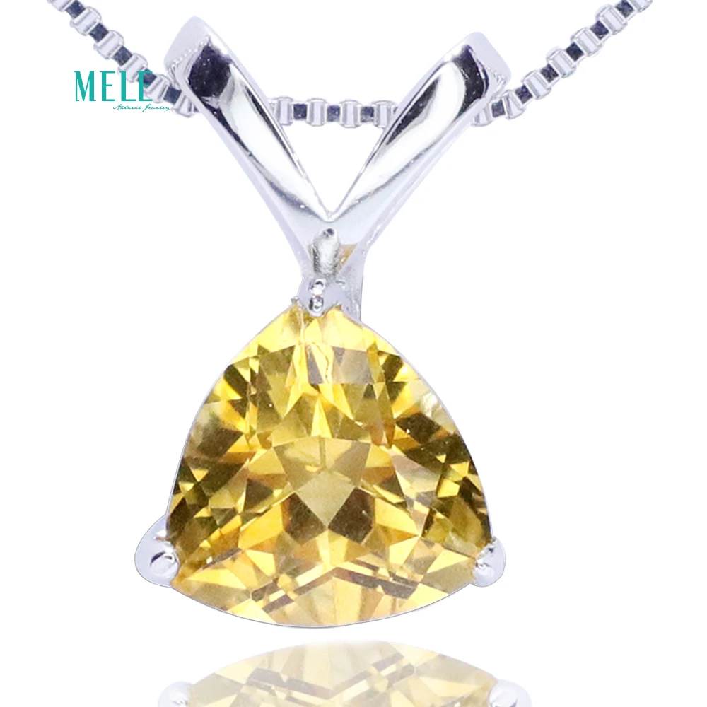 

Natural citrine crystal pendant necklaces pendants pendant drop ornaments Triangle 9mm