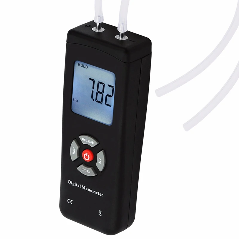 Portable Handheld Air Vacuum/Gas Pressure Gauge Meter Professional Digital Manometer 11 Units with Backlight +/-13.78kPa +/-2PSI