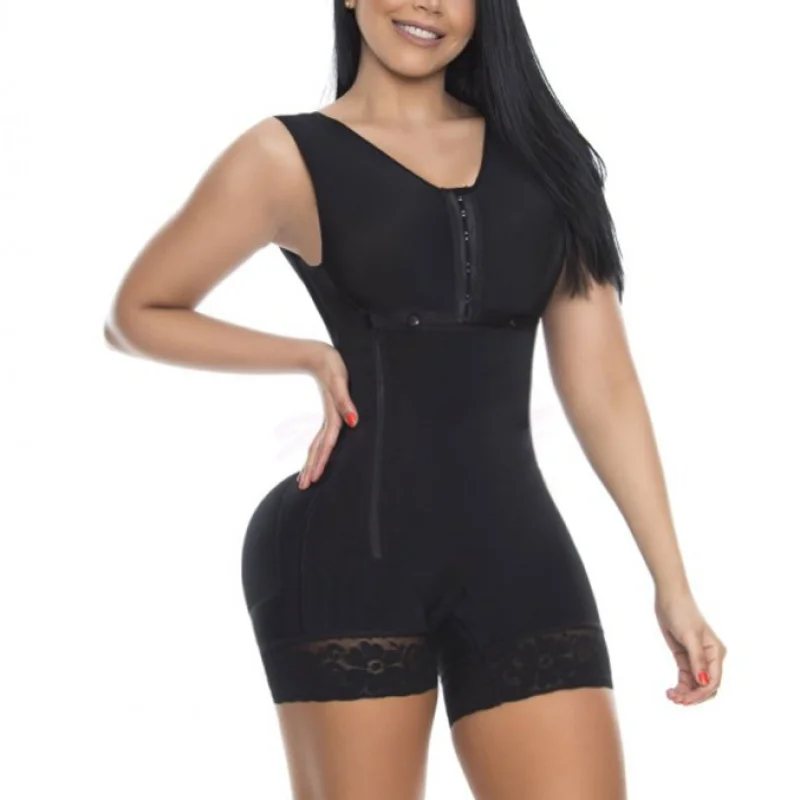 

Women's The Front Hooks Full Comfortable Compression Lace Faja Full Body Shaper Bodysuit Slimming Tummy Control With Bra