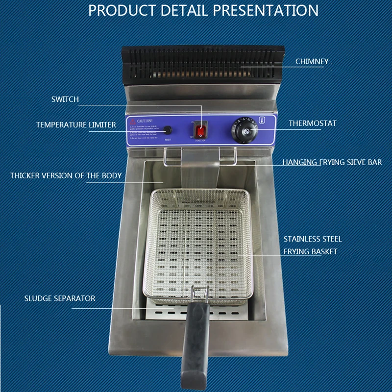 18L اسطوانة واحدة البطاطس المقلية المقلاة سطح المكتب LPG المقلاة مع صمام النفط المقلية معدات الدجاج GF-181V المقلاة الغاز