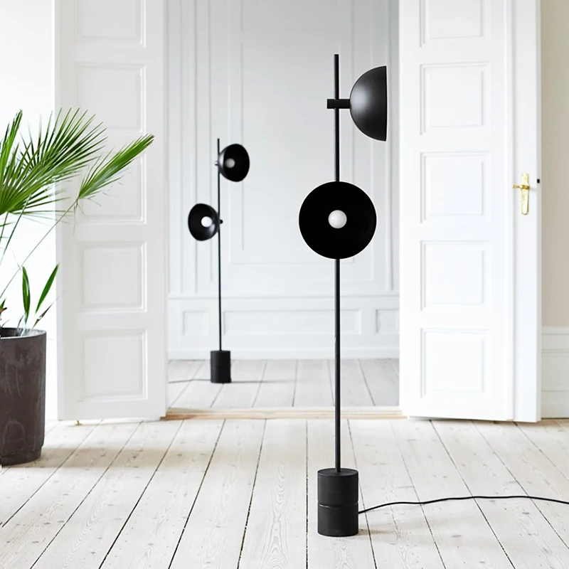 

Two Black Lampshade Floor Lamp Modern Standing Light Adjustable Arms E27 Living Room Bedroom