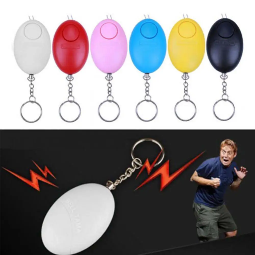 Self Defense Keychain Alarm Egg Shape 120dB LED Lighting Women defensa personal Security Safety Alarm Keychain Emergency Alarm