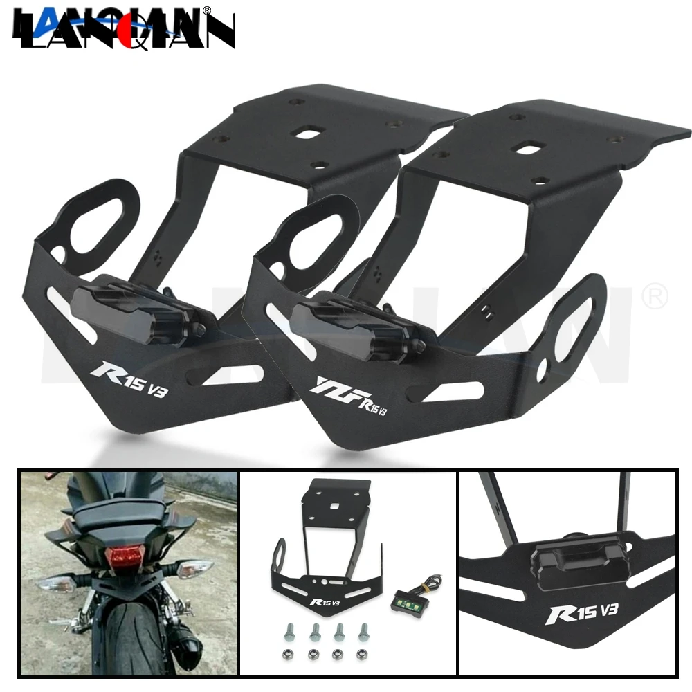 FOR YAMAHA YZF R15 V3.0 Motorcycle Aluminum License Plate Bracket Holder YZF R 15 V3 2017 2018 2019 2020 Accessories