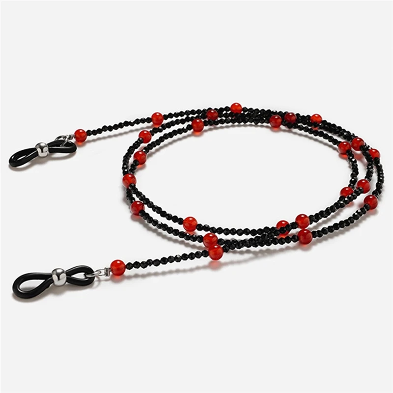 Imixlot New Retro Handmade Red Black Glass Beaded Glasses Chain Fashion Anti-slip Eyewear Cord Holder Necklace Accessories