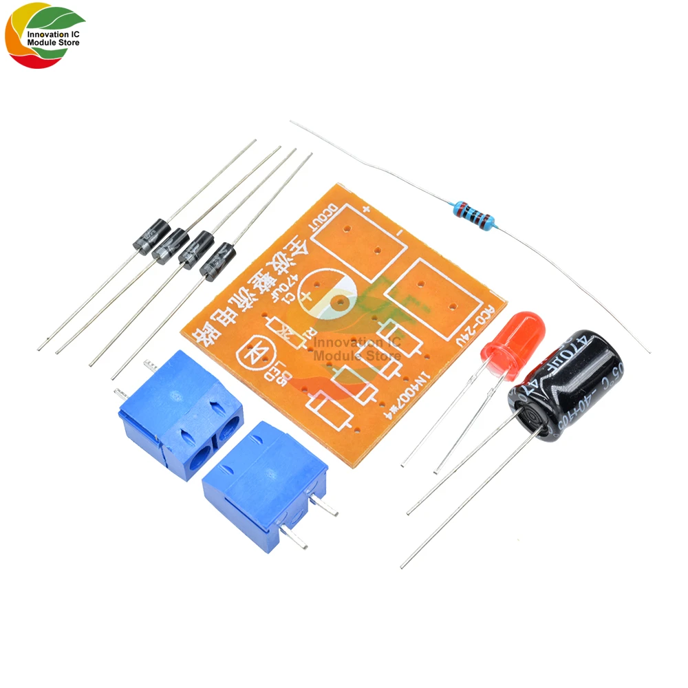 1N4007 Kit fai da te IN4007 raddrizzatore a ponte convertitore ca cc raddrizzatore a onda intera KIT scheda PCB parti Suite elettronica