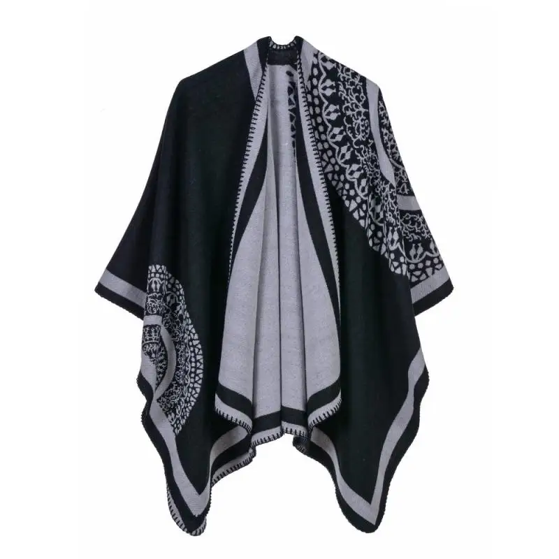 Flower Cardigant Sweater Women Autumn Poncho Long Design 2021 New Female Casual Chothing Capes Cloak for Women Cape Poncho