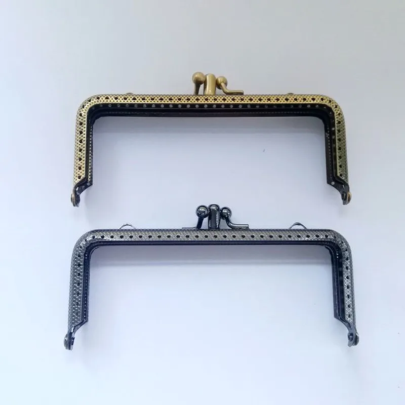 10PCS Square Metal Purse Frame Handle for Clutch Bag Handbag Accessories Making Kiss Clasp Lock Antique Bronze Bags Hardware