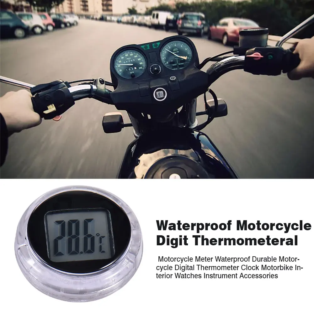 Mini Motorcycle Waterproof Durable Temperature Meter Digital Thermometer Clock Motorbike Watches Accessory