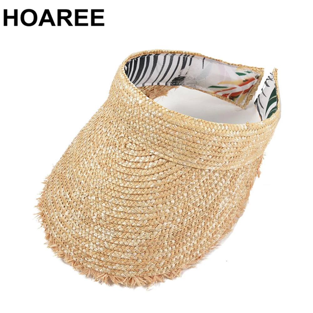 

HOAREE Summer Women Hat Visor Sun Caps Ponytail Straw Empty Top Ladies Beach Ladies Designer Brand Casual Outdoor Sun Hat